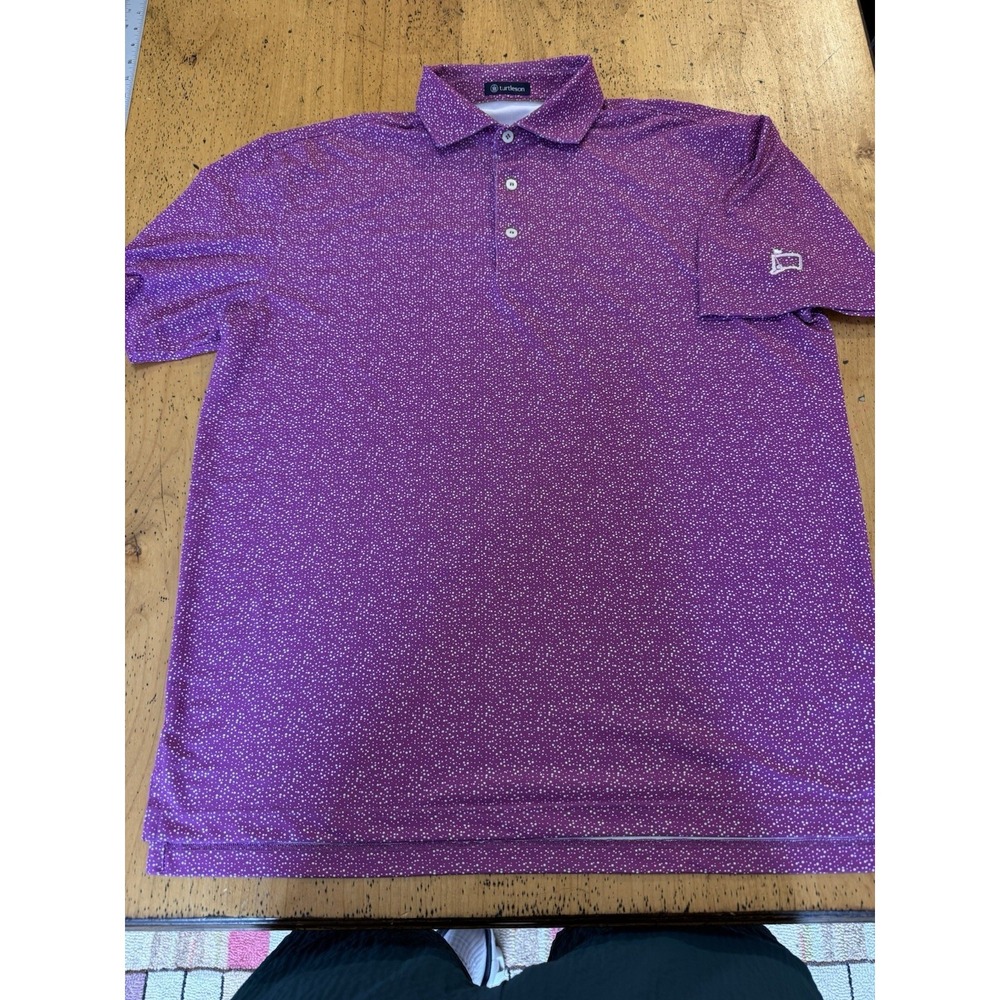 Turtleson Polo Mens Large Purple Geometric All Over Performance Golf - Picture 4 of 9